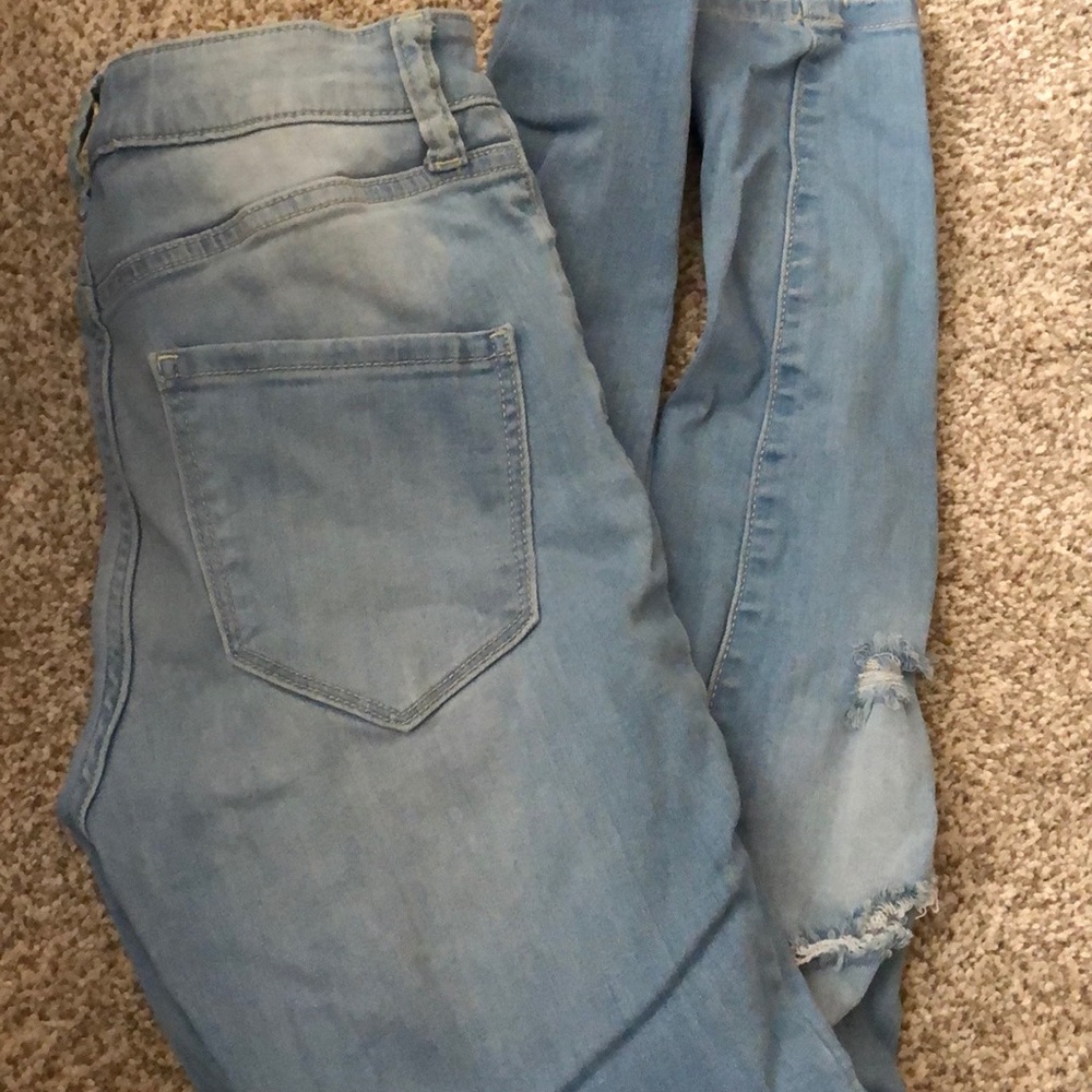 High waisted skinny distressed jeans